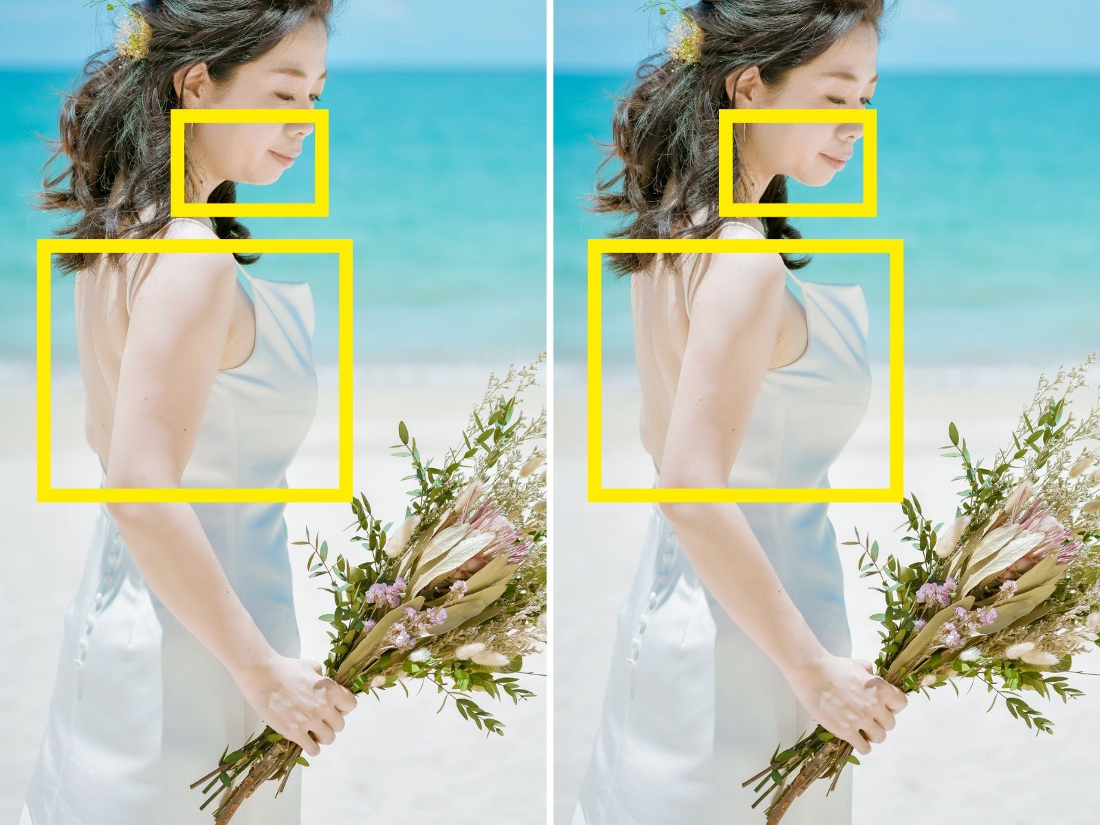 バストアップと二重顎  加工前と加工後