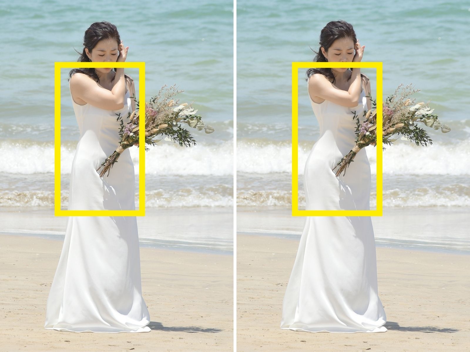 二の腕とウェストシェイプ 加工前と加工後