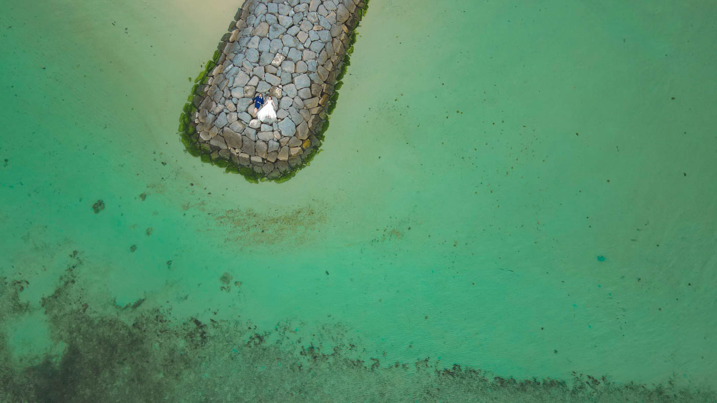 ドローンでフォトウェディング