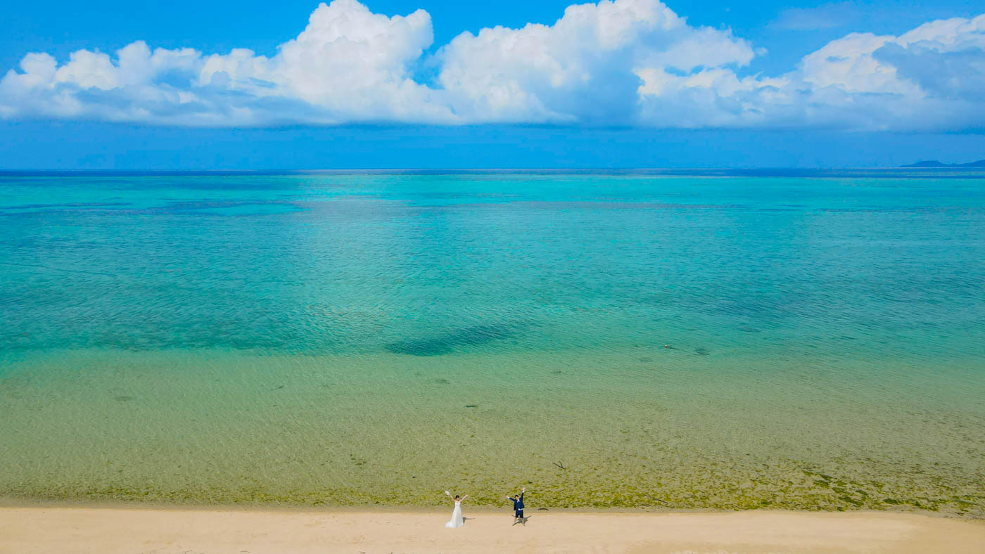 小浜島の海でドローン
